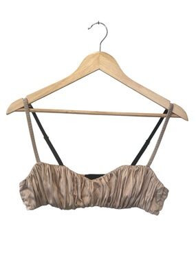 Kiki de Montparnasse Silk Ruched Bralette Nude Pink Luxury Lingerie Small